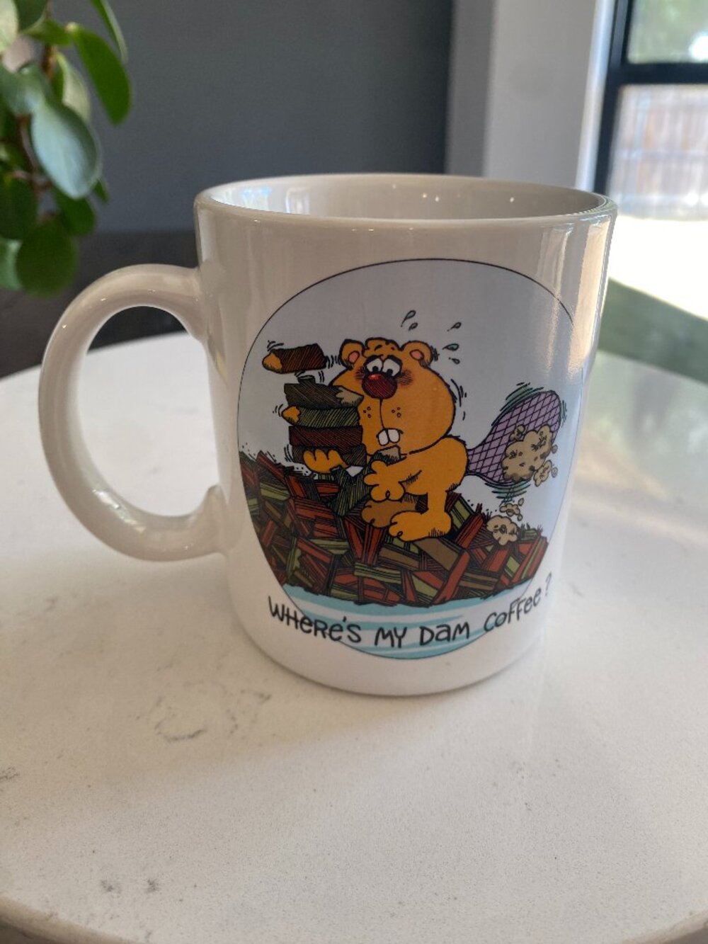 Vintage Hallmark Mug Where's My Dam Coffee Beaver Cartoon Made in Japan